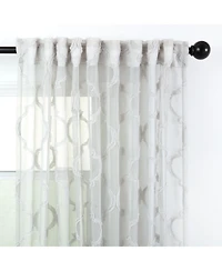 Chanasya Premium 2-Panel Moroccan Embroidered Design Textured Sheer Curtain Panels - for Windows Living Room Bedroom Kitchen Office