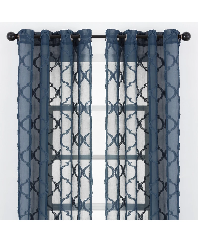 Chanasya Premium 2-Panel Faux Linen Shimmer Textured Sheer Curtain Panels