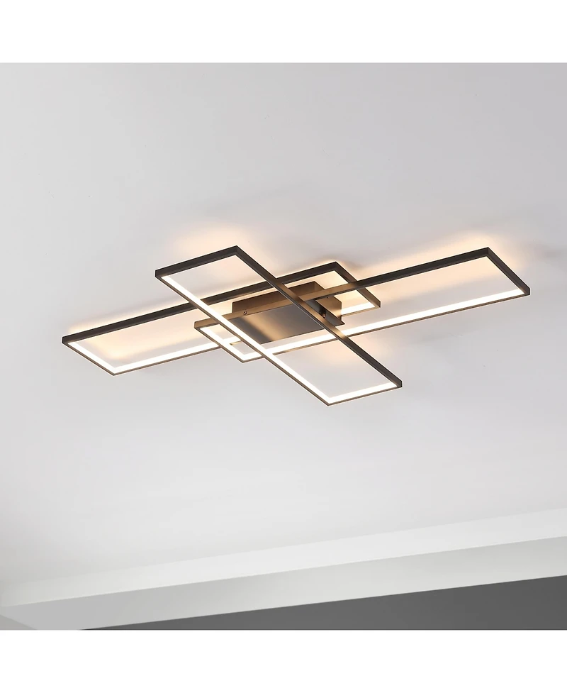 Jonathan Y Palco Contemporary Minimalist Metal Adjustable Dimmable Geometric Integrated Led Flush Mount