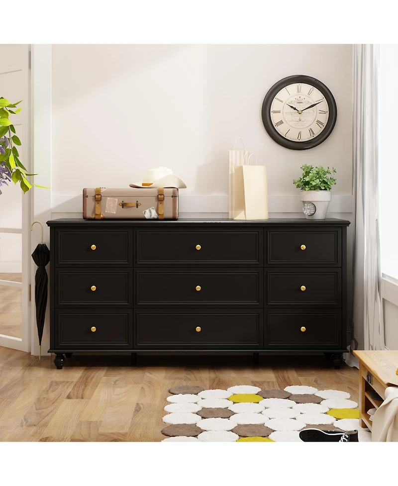 Homsee Modern 9-Drawer Wooden Chest of Drawers