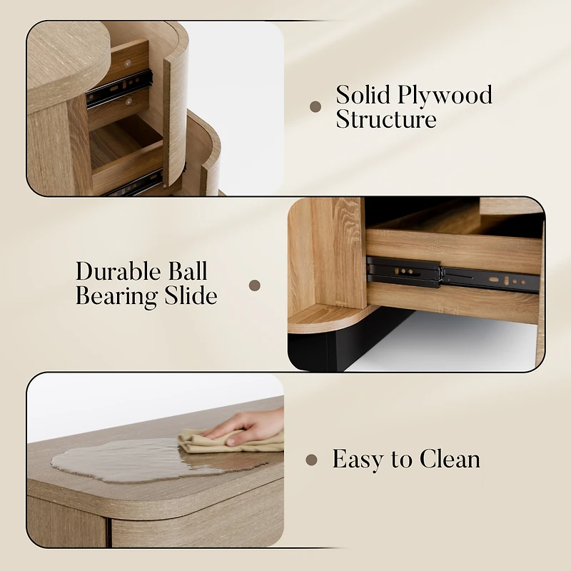 Homsee White Mirror Finished 5 Drawers Chest of Drawers