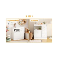 Homsee Changing Table With 5-Drawers,Kids Dresser with Shelf