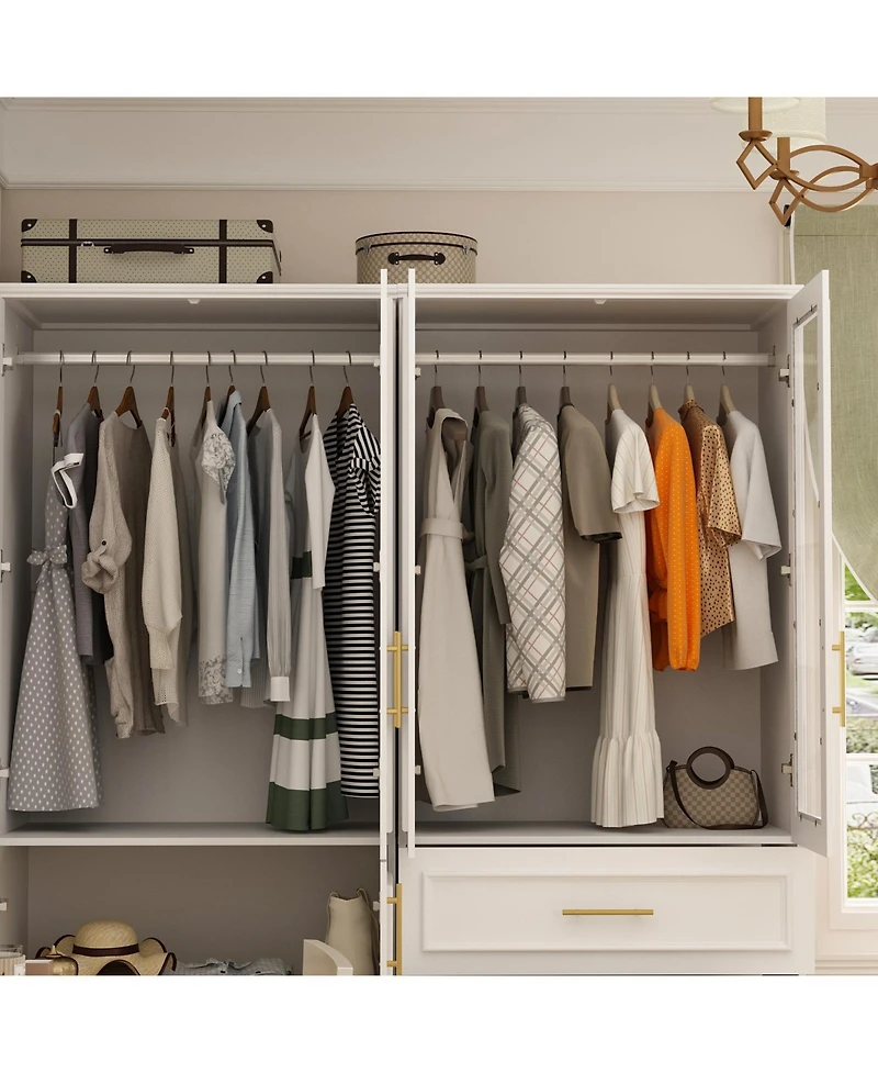 Famapy 8-Door Big Armoires with Hanging Rods, Drawers, Shelves