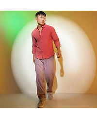 Men's Coral Pink Solid Basic Shirt
