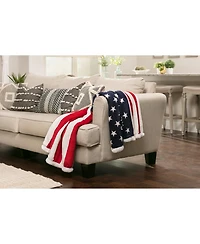 Chanasya Premium Patiotic Us Flag Print Sherpa Throw Blanket