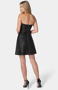 Bebe Women's Foil Bandage Strapless A-Line Dress