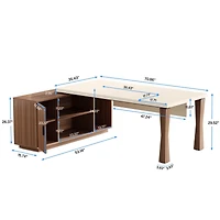 Tribesigns 71-Inch Executive Desk, L-Shaped Desk with Cabinet, Large Office Desk with Storage Shelves, Writing Table Desk Business Furniture Set