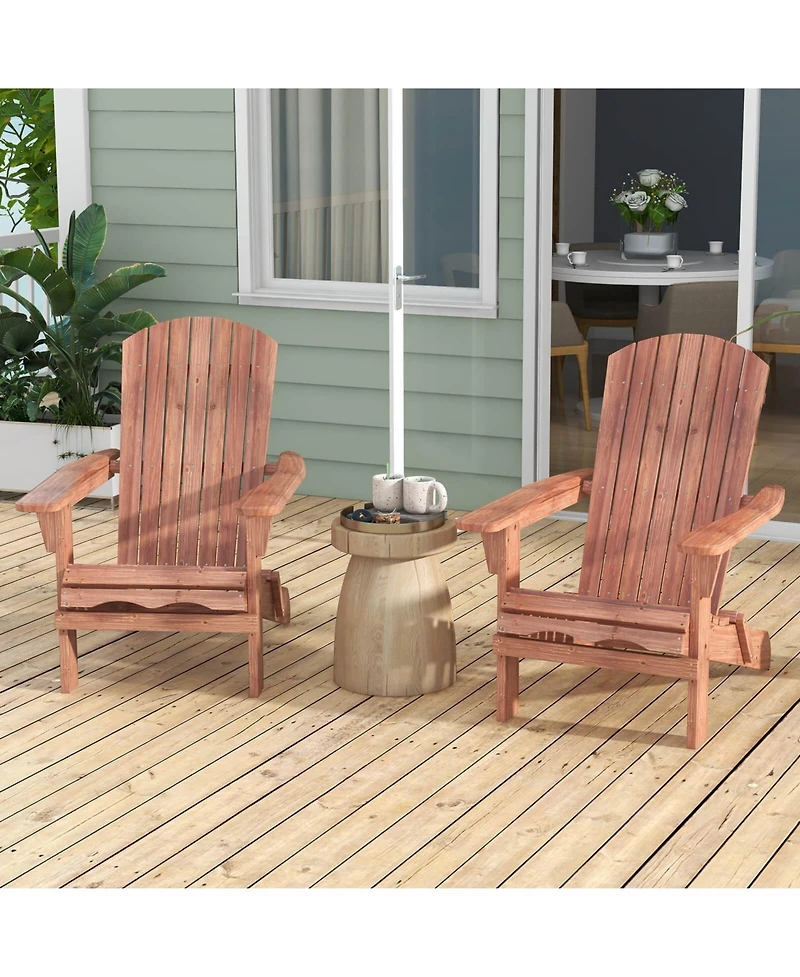 Folding Adirondack Chair Set of with High Backrest & Wide Armrests Wooden