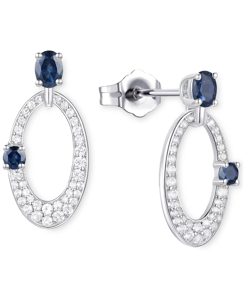 Ruby (5/8 ct. t.w.) & Diamond (1/3 Oval Doorknocker Drop Earrings 14k Gold (Also available Emerald Sapphire)