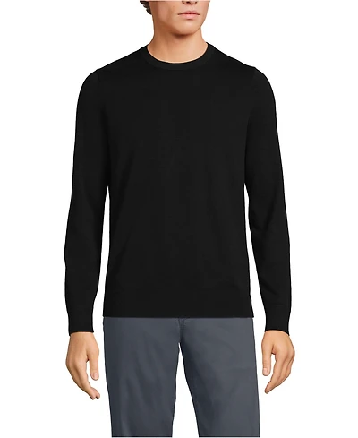 Lands' End Men's Fine Gauge Cotton Crew Neck Sweater