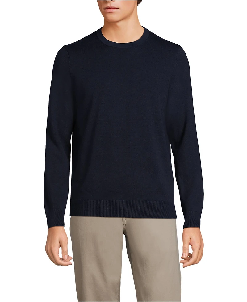 Lands' End Men's Fine Gauge Cotton Crew Neck Sweater
