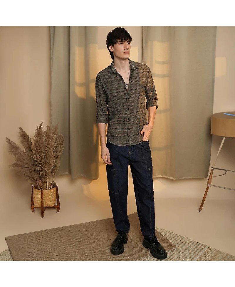 Men's Olive Brown Tartan Plaid Shirt