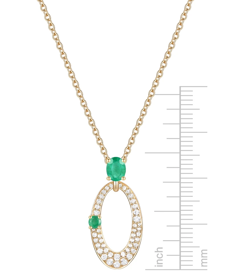 Sapphire (1/2 ct. t.w.) & Diamond (1/3 Oval 18" Pendant Necklace 14k White Gold (Also Available Ruby Emerald)