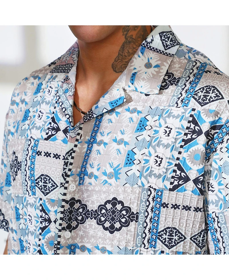 Abstract Seersucker Shirt