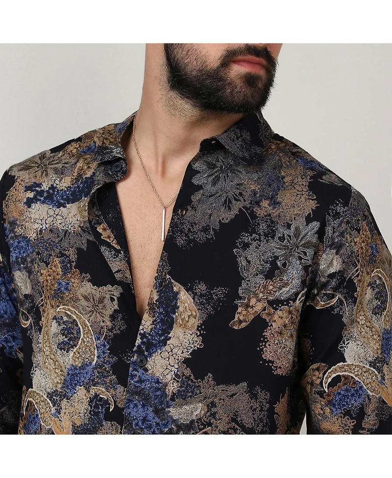 Men's Royal Blue & Midnight Black Paisley Flora Shirt