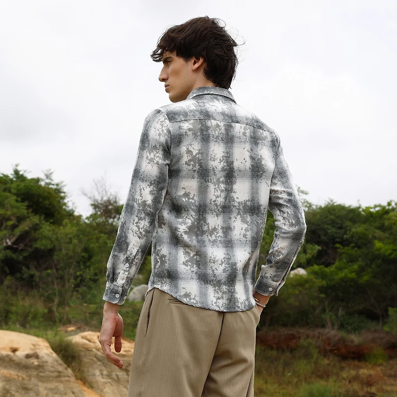 Men's Moon Grey Splash Check Shirt