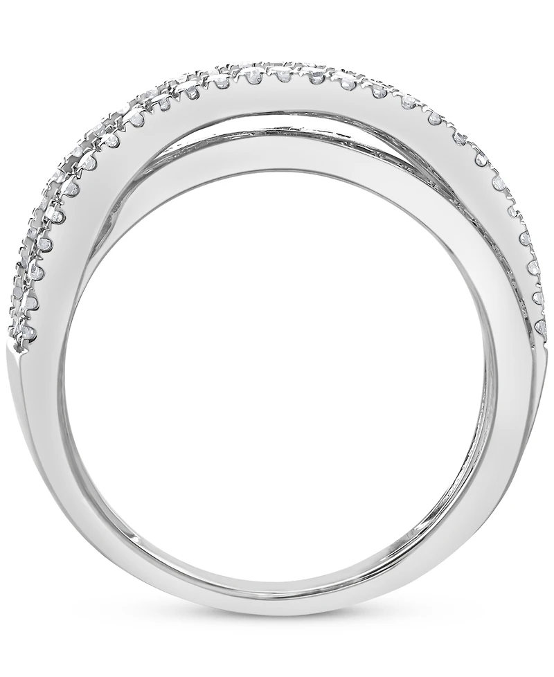 Diamond Crossover Statement Ring (1 ct. t.w.) in 14k White Gold