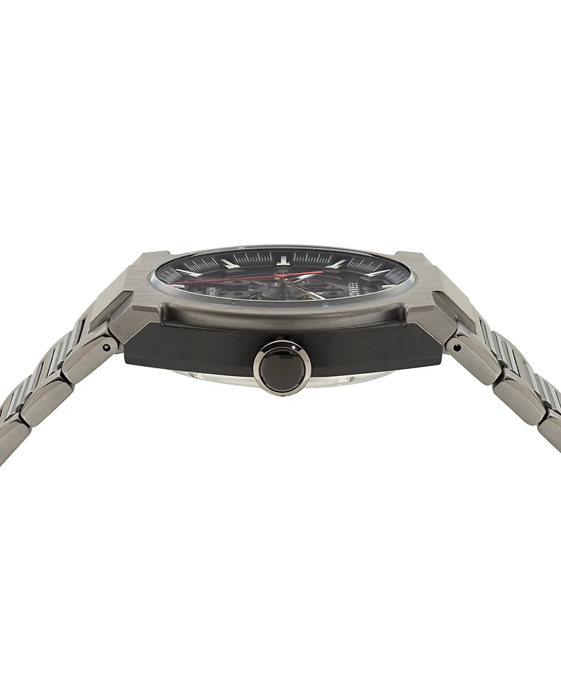 Ferragamo Men's Swiss Automatic Supreme Skeleton Gunmetal Ion Plated Stainless Steel Bracelet Watch 43mm