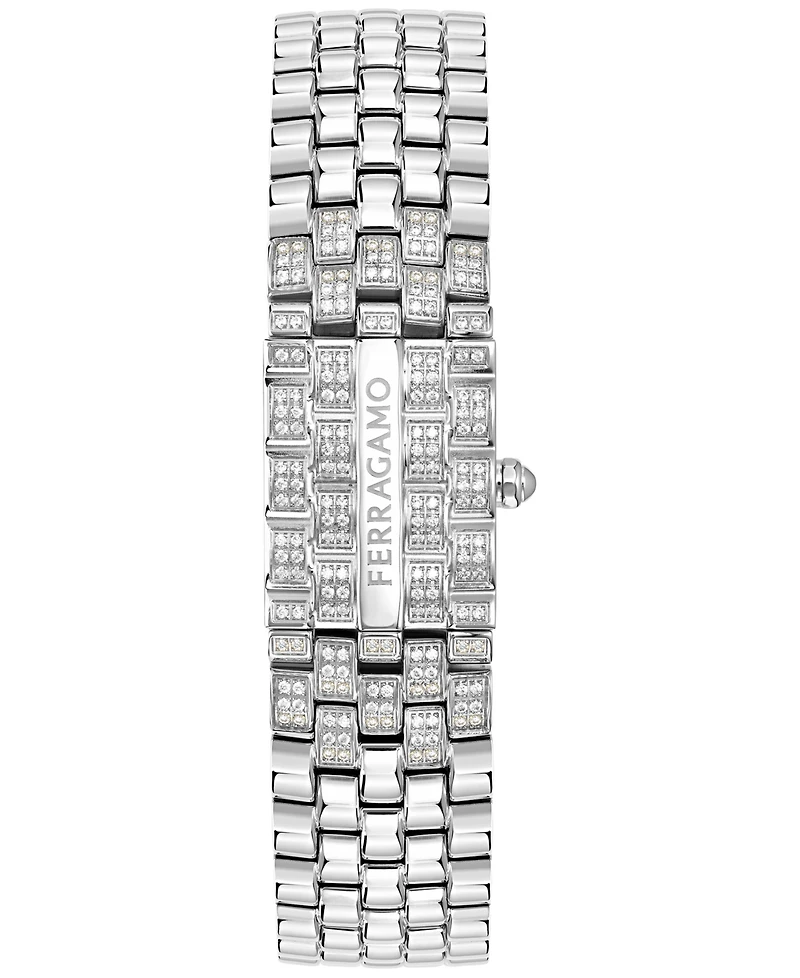 Ferragamo Women's Secret Diamond (3/4 ct. t.w.) Stainless Steel Bracelet Watch 19x30mm