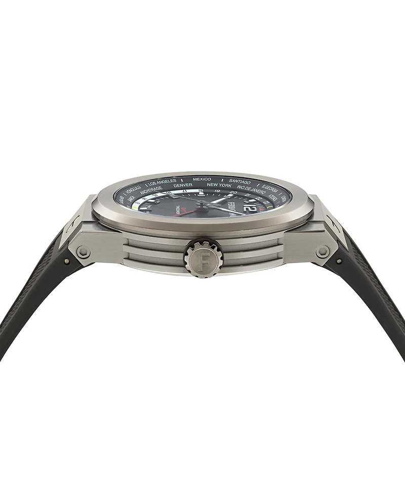 Ferragamo Men's Swiss F-80 Gmt Worldtime Blue Silicone Watch 43mm