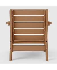 WestinTrends Outdoor Modern Hdpe Patio Teak Club Chair with Deep Seat Cushions