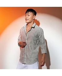 Men's Charcoal Grey Heathered-Stripe Shirt