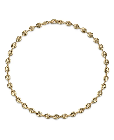 Bling Jewelry Yellow Gold Plated Nautical Anchor Link Puff Mariner Chain Choker Necklace 6MM Wide 15Inch