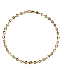 Bling Jewelry Yellow Gold Plated Nautical Anchor Link Puff Mariner Chain Choker Necklace 6MM Wide 15Inch