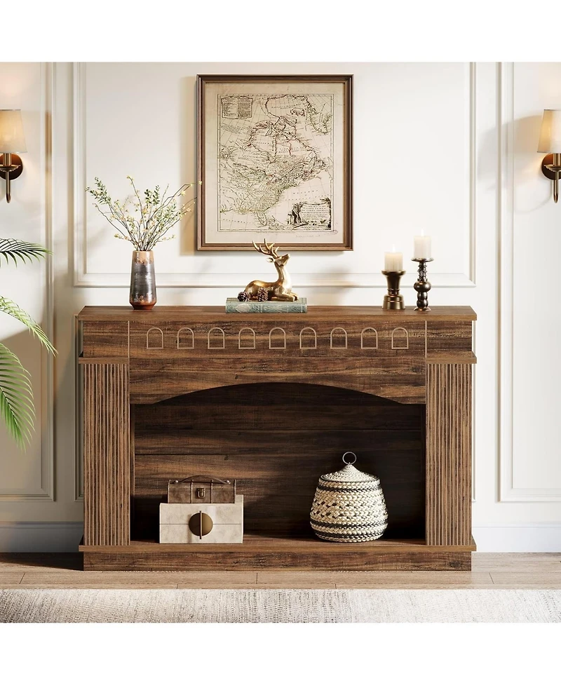 Tribesigns 47.24-Inch Console Table, 2-Tier Entryway Table with Elegant Pattern, Farmhouse Behind Couch Table Sofa Table, Hallway Table Foyer Table