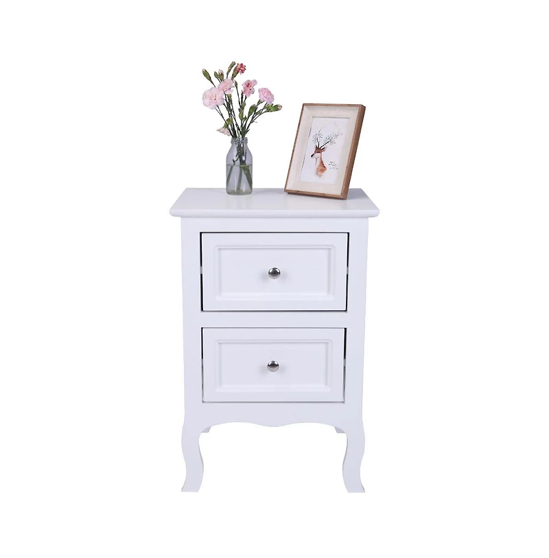 Slickblue 2pcs Country Style Two-Tier Night Tables Large Size