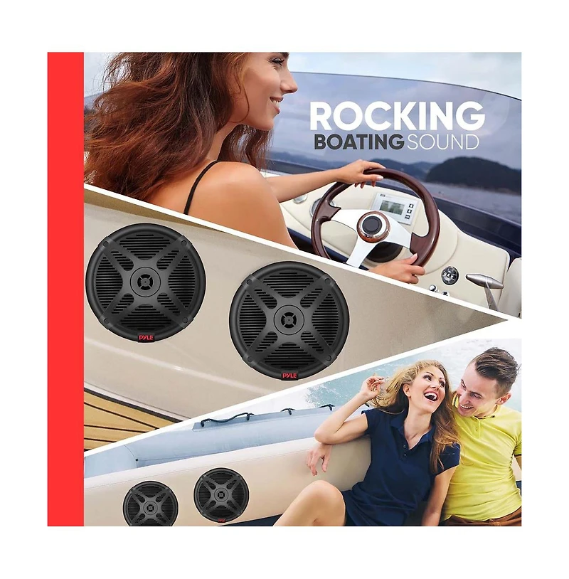 Pyle Waterproof-Rated Marine Speaker Kit, 6.5" Speakers, 600 Watt with Bluetooth