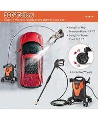 2400 Psi High Pressure Cleaner Machine Electric Pressure Washer with 4 Wheels