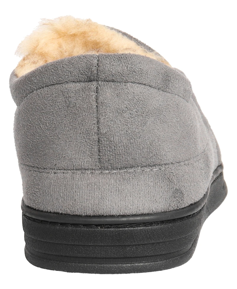 Weatherproof Men's Microsuede Twin Gore Clog with Faux Fur Lining and Indoor-Outdoor Sole Slipper