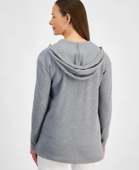 Style & Co Petite Waffle-Knit Tunic Hoodie, Created for Macy's
