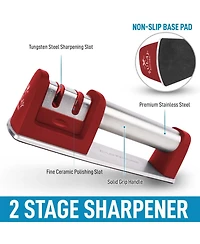 Premium Quality Knife Sharpener for Straight and Serrated Knives Stainless Steel Ceramic and Tungsten