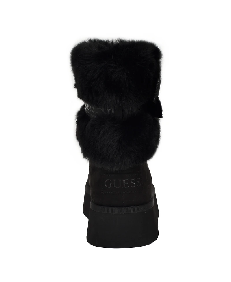 Guess Women's Denla Cold Weather Faux Fur Cozy Booties