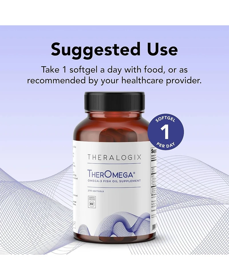 Theralogix TherOmega Omega-3 Fish Oil - Heart and Brain Health, Nsf Certified