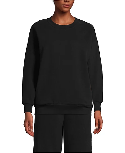 Lands' End Women's Serious Sweats Oversized Long Sleeve Crew Neck Sweatshirt - Set Top