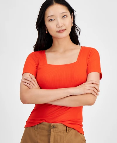 On 34th's Women's Knit Square-Neck Top, Created for Macy's