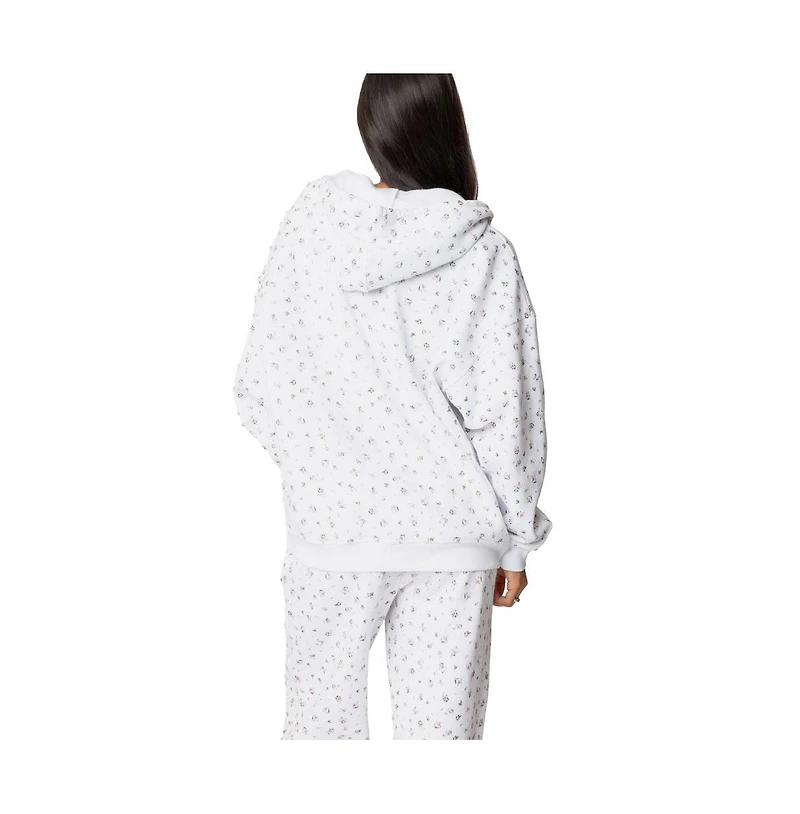 Edikted Womens Bouquet Oversized Zip Up Hoodie