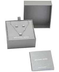 Michael Kors Sterling Silver Necklace and Earrings Set