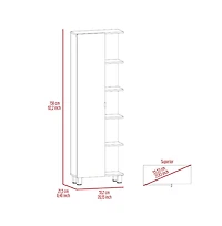 Depot E-shop Venus Mirror Linen Single Door Cabinet, Five External Shelves, Four Interior Shelves