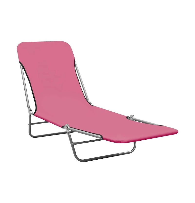 vidaXL Folding Sun Loungers 2 pcs Steel and Fabric Pink