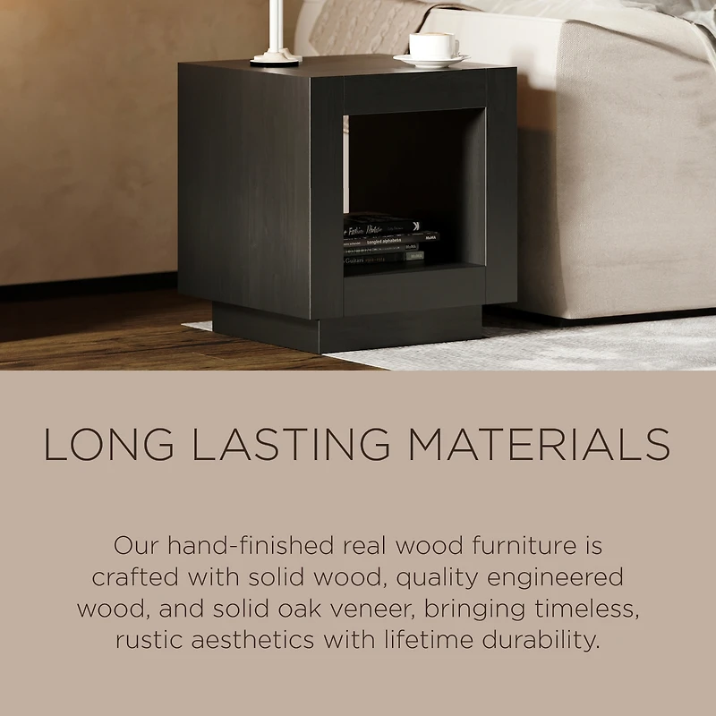 Maven Lane Artemis Contemporary Wooden Side Table in Refined Black Finish