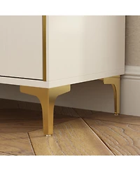 Homsee White Wooden Storage Cabinet Bedside Chest with 6-Drawer