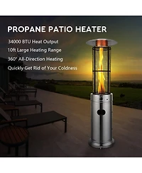 Sugift 34000 Btu Stainless Steel Round Glass Tube Patio Heaters
