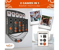Low Post Lineup | Wall Mounted Giant Basketball 4 In a Row w/ 5+Games | Basketball Hoop For Room Wall Games | Mini Hoop