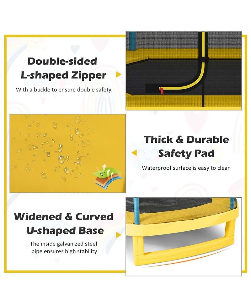 Costway 7FT Kids Trampoline W/Safety Enclosure Net Spring Pad