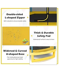 Costway 7FT Kids Trampoline W/Safety Enclosure Net Spring Pad