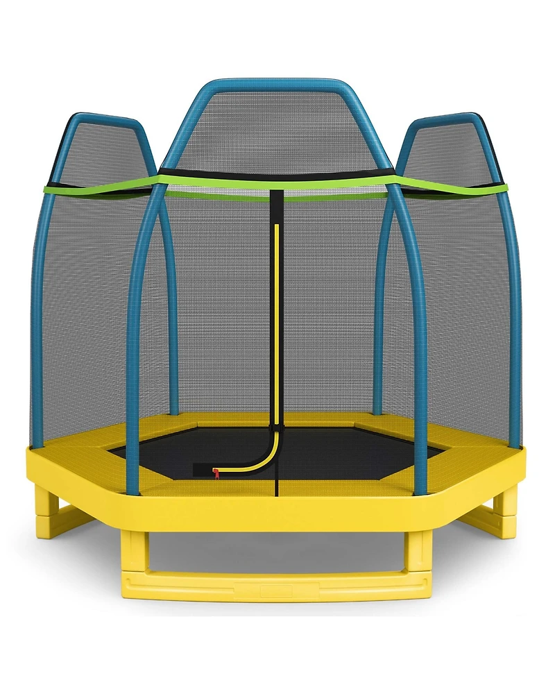 Costway 7FT Kids Trampoline W/Safety Enclosure Net Spring Pad